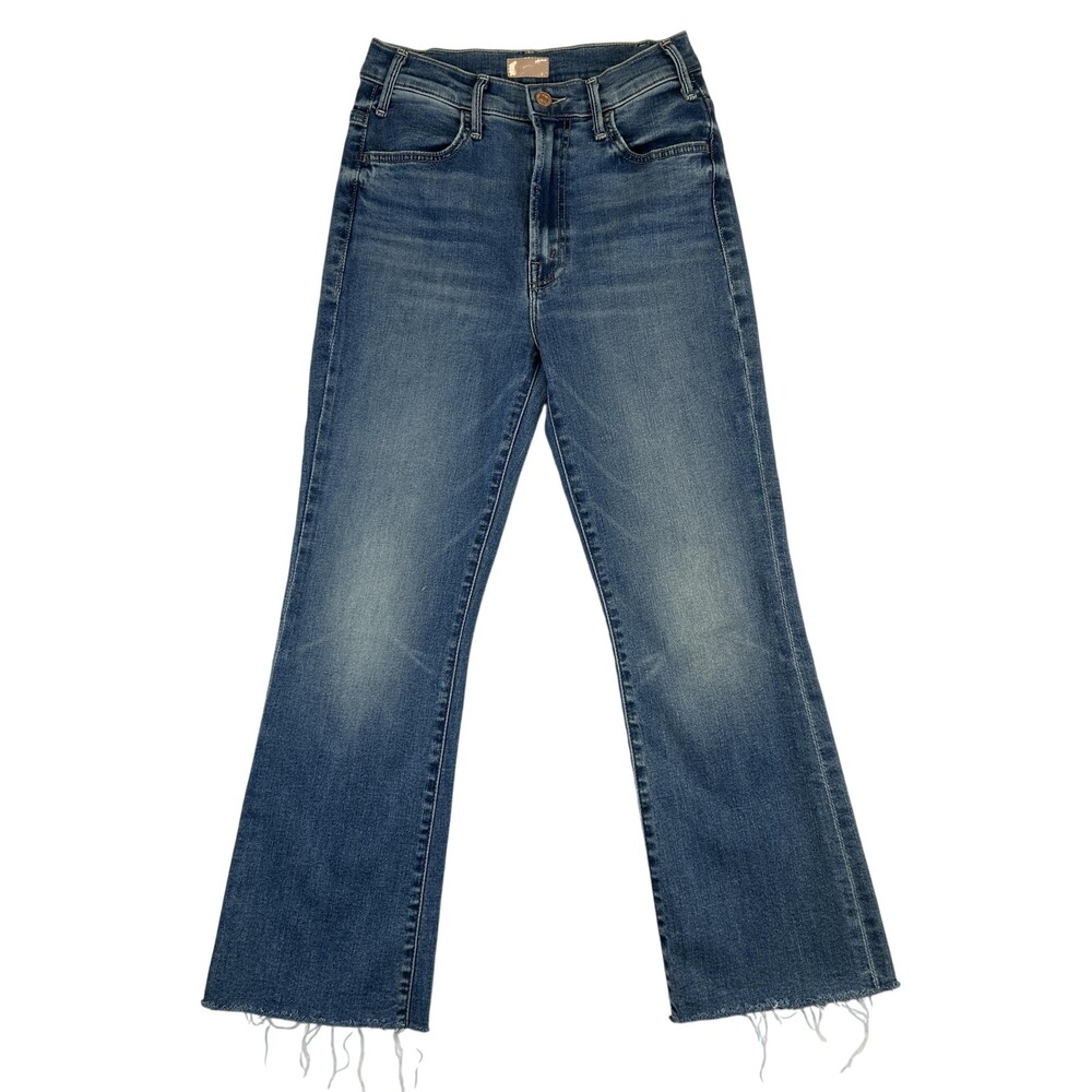 Mother Lil Hustler Ankle Fray Jeans Womens 26 Medium Wash Mid Rise Ankle Stretch